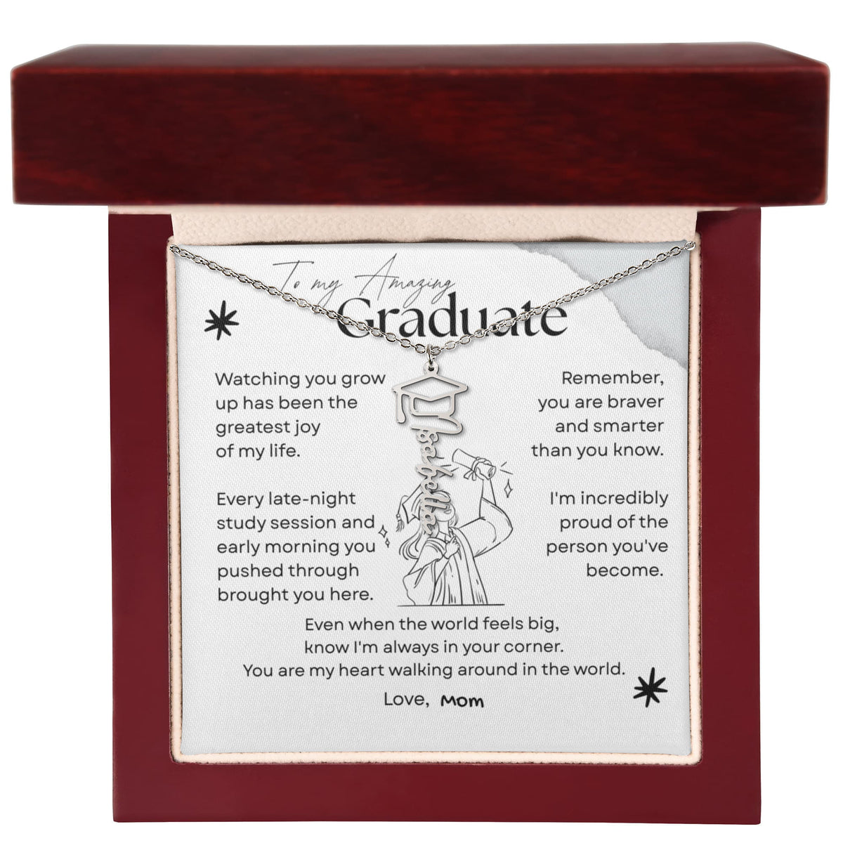 Heartfelt Graduation Gift for Daughter – Personalized Graduation Necklace