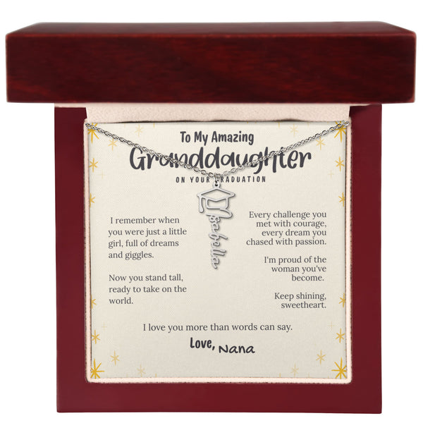 Cherished Graduation Gift for Granddaughter – Personalized Necklace with Message Card