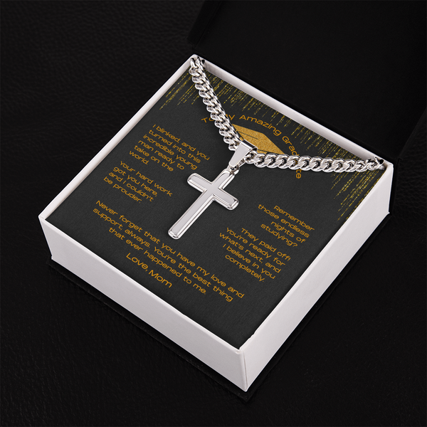 To My Incredible Son on Your Graduation - Personalized Cross Necklace