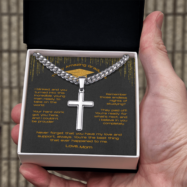 To My Incredible Son on Your Graduation - Personalized Cross Necklace