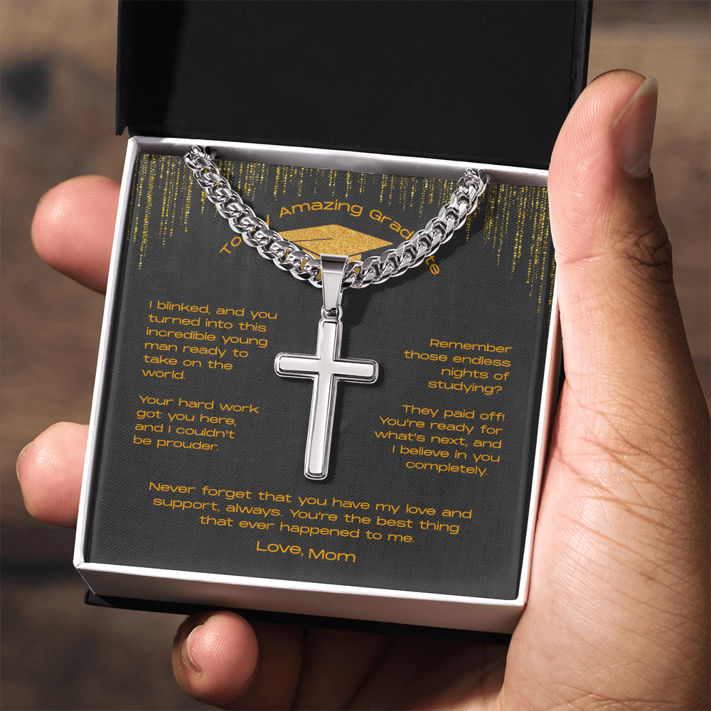 To My Incredible Son on Your Graduation - Personalized Cross Necklace
