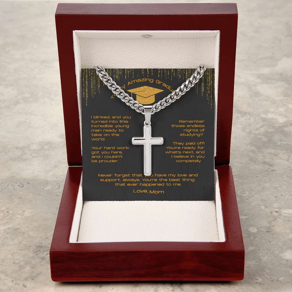 To My Incredible Son on Your Graduation - Personalized Cross Necklace