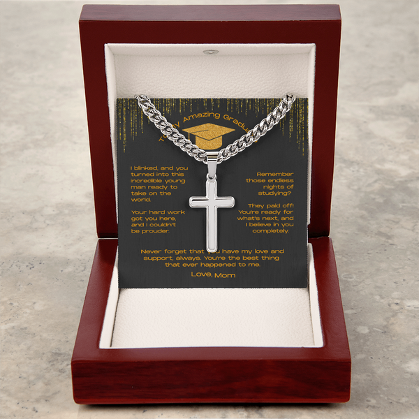 To My Incredible Son on Your Graduation - Personalized Cross Necklace