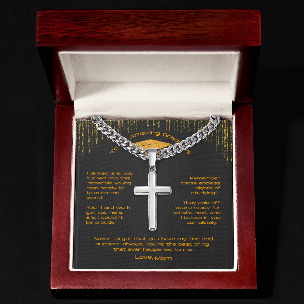 To My Incredible Son on Your Graduation - Personalized Cross Necklace