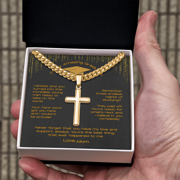 To My Incredible Son on Your Graduation - Personalized Cross Necklace