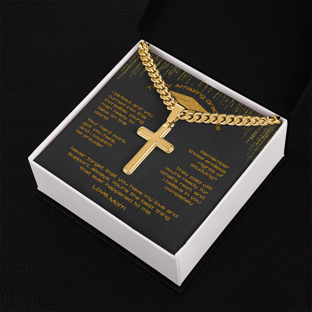 To My Incredible Son on Your Graduation - Personalized Cross Necklace