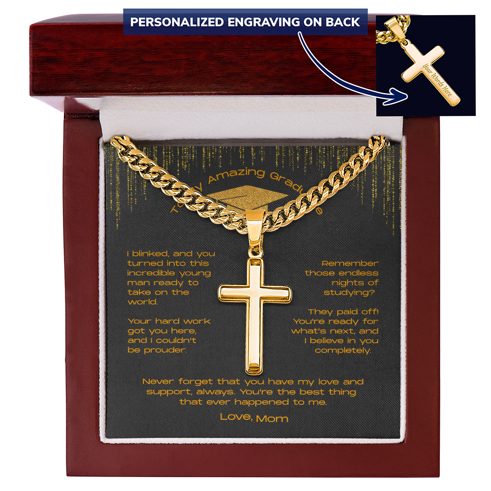 To My Incredible Son on Your Graduation - Personalized Cross Necklace