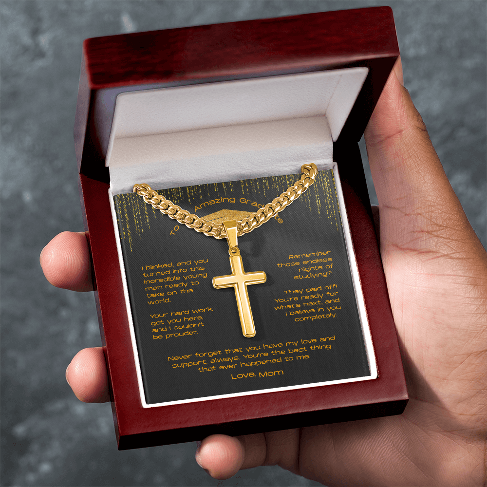 To My Incredible Son on Your Graduation - Personalized Cross Necklace