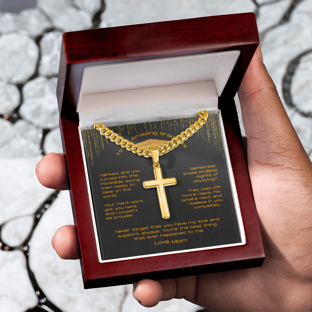 To My Incredible Son on Your Graduation - Personalized Cross Necklace