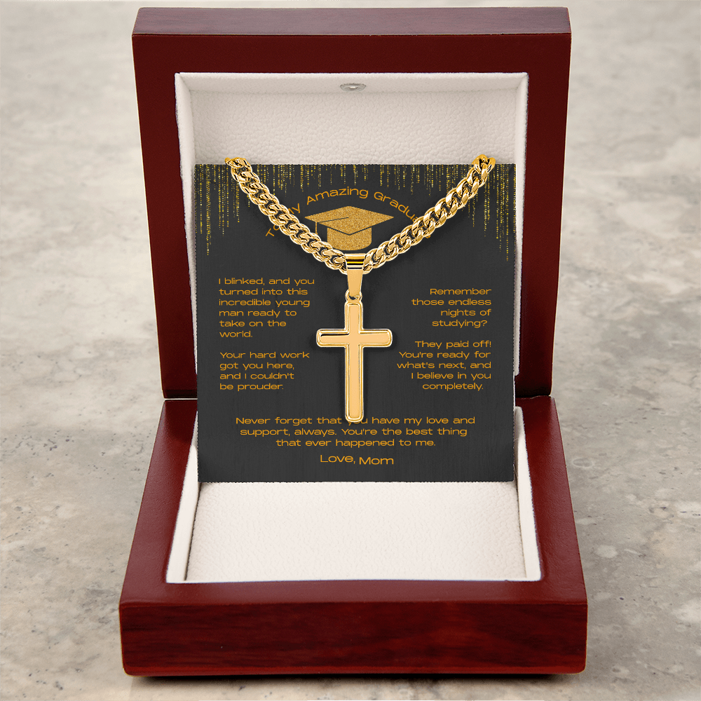 To My Incredible Son on Your Graduation - Personalized Cross Necklace