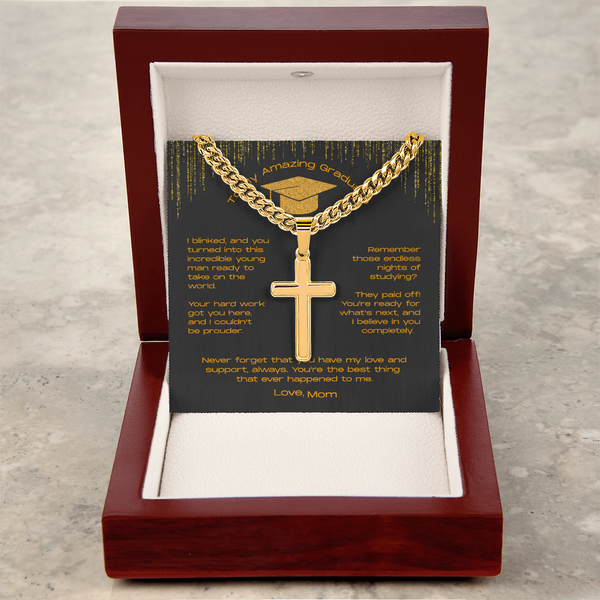To My Incredible Son on Your Graduation - Personalized Cross Necklace