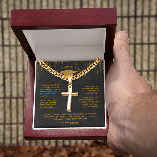 To My Incredible Son on Your Graduation - Personalized Cross Necklace