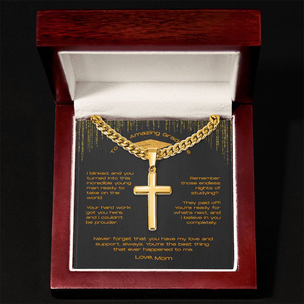 To My Incredible Son on Your Graduation - Personalized Cross Necklace