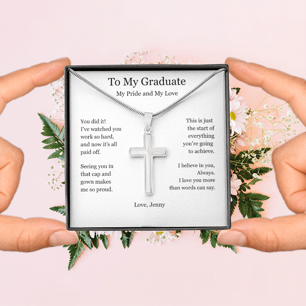 A Gift of Pride and Love – Personalized Cross Necklace for Boyfriend's Graduation