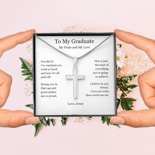 A Gift of Pride and Love – Personalized Cross Necklace for Boyfriend's Graduation