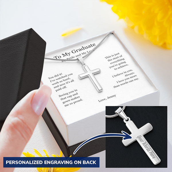 A Gift of Pride and Love – Personalized Cross Necklace for Boyfriend's Graduation