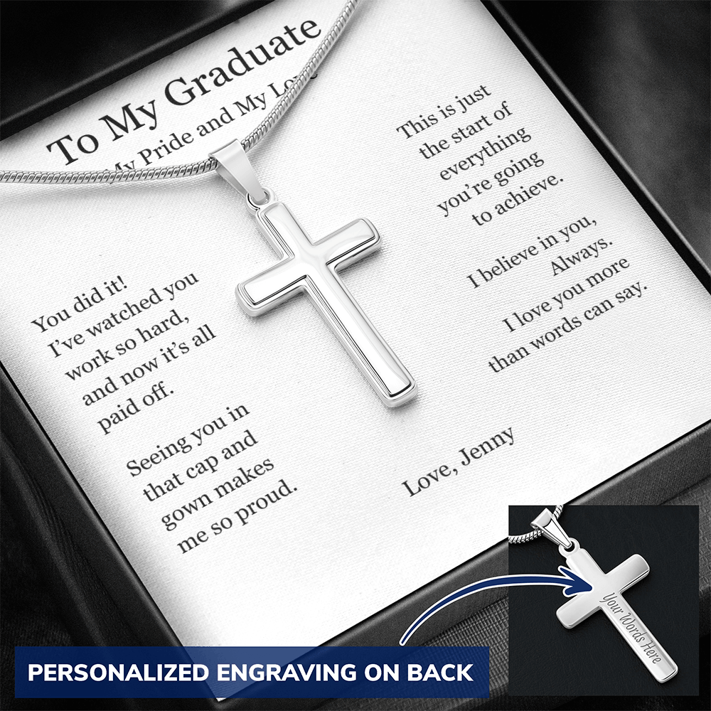 A Gift of Pride and Love – Personalized Cross Necklace for Boyfriend's Graduation