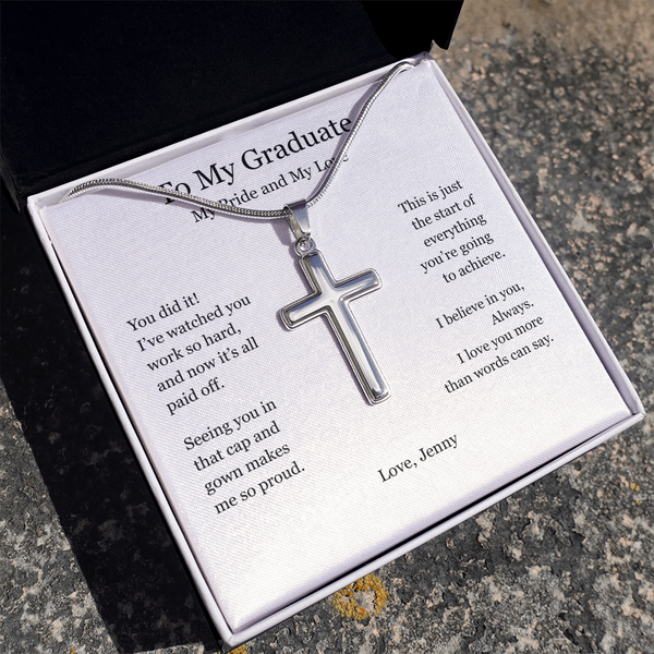 A Gift of Pride and Love – Personalized Cross Necklace for Boyfriend's Graduation