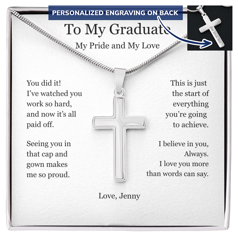 A Gift of Pride and Love – Personalized Cross Necklace for Boyfriend's Graduation