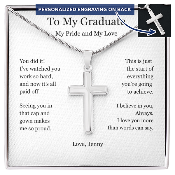 A Gift of Pride and Love – Personalized Cross Necklace for Boyfriend's Graduation