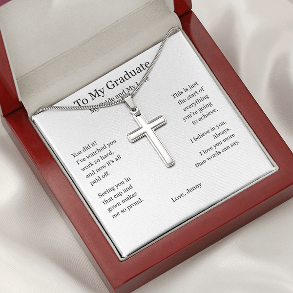 A Gift of Pride and Love – Personalized Cross Necklace for Boyfriend's Graduation