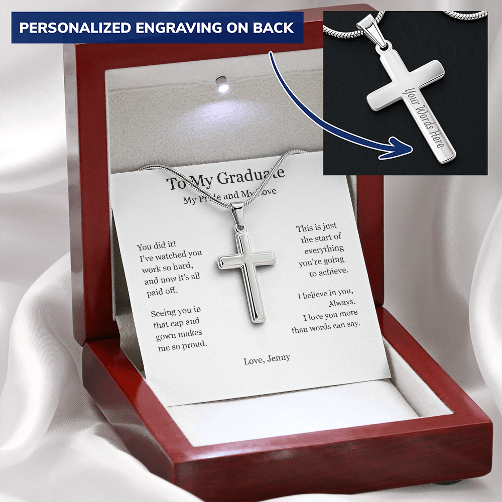 A Gift of Pride and Love – Personalized Cross Necklace for Boyfriend's Graduation