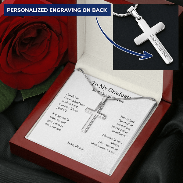 A Gift of Pride and Love – Personalized Cross Necklace for Boyfriend's Graduation