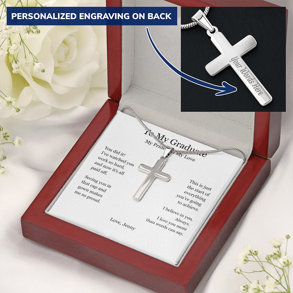 A Gift of Pride and Love – Personalized Cross Necklace for Boyfriend's Graduation