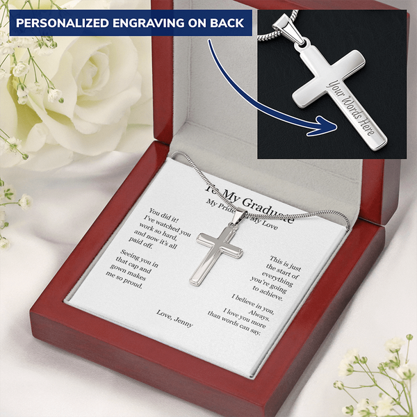 A Gift of Pride and Love – Personalized Cross Necklace for Boyfriend's Graduation