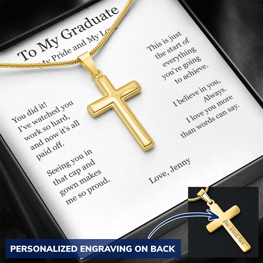 A Gift of Pride and Love – Personalized Cross Necklace for Boyfriend's Graduation