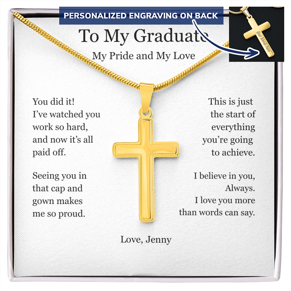 A Gift of Pride and Love – Personalized Cross Necklace for Boyfriend's Graduation