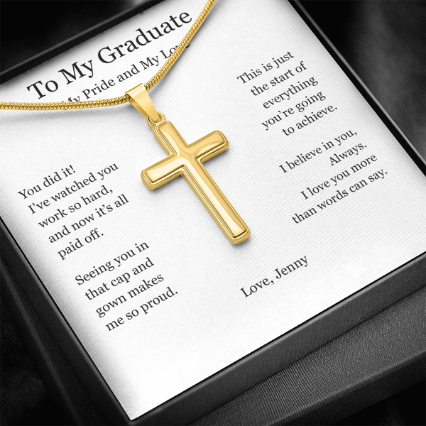 A Gift of Pride and Love – Personalized Cross Necklace for Boyfriend's Graduation