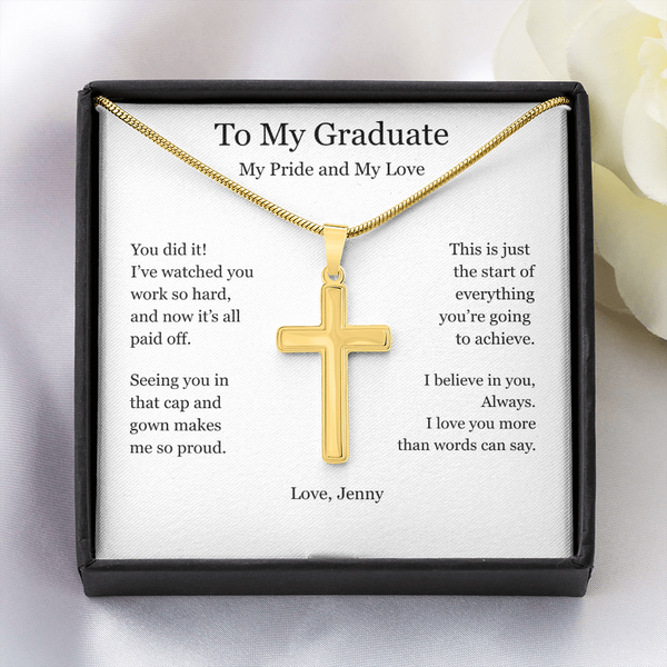 A Gift of Pride and Love – Personalized Cross Necklace for Boyfriend's Graduation