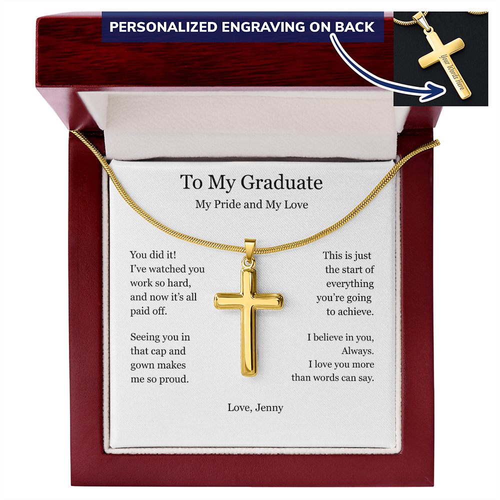 A Gift of Pride and Love – Personalized Cross Necklace for Boyfriend's Graduation