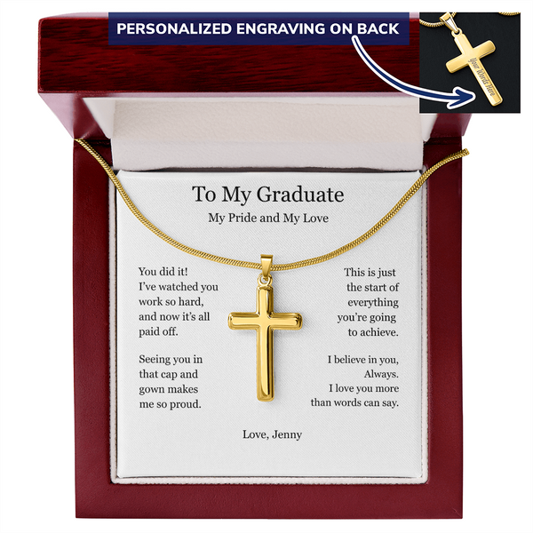 A Gift of Pride and Love – Personalized Cross Necklace for Boyfriend's Graduation