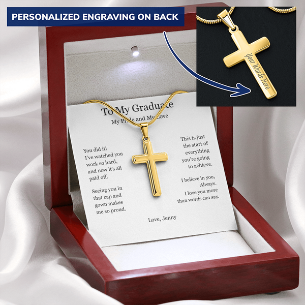 A Gift of Pride and Love – Personalized Cross Necklace for Boyfriend's Graduation