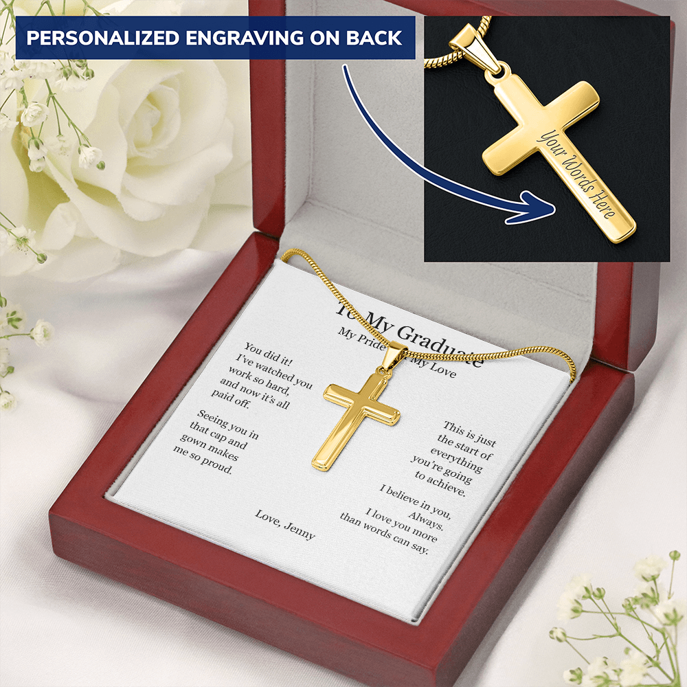 A Gift of Pride and Love – Personalized Cross Necklace for Boyfriend's Graduation