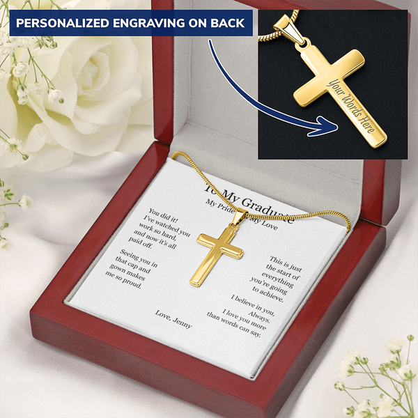 A Gift of Pride and Love – Personalized Cross Necklace for Boyfriend's Graduation