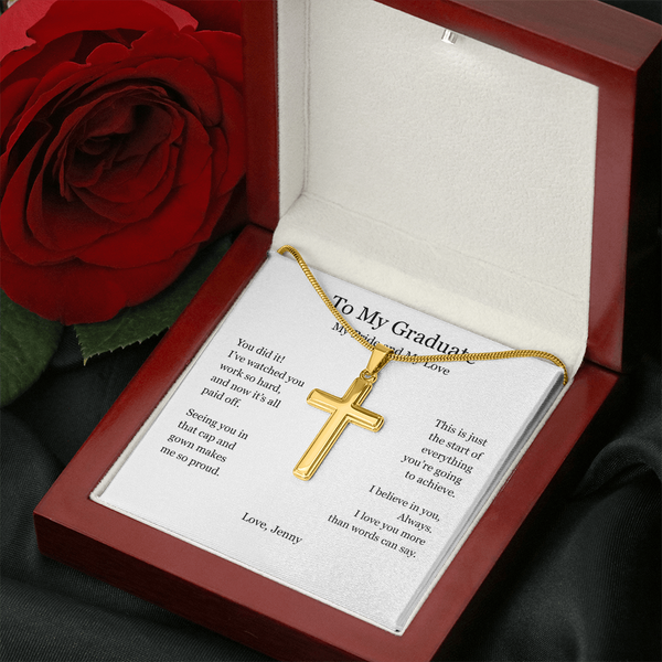 A Gift of Pride and Love – Personalized Cross Necklace for Boyfriend's Graduation