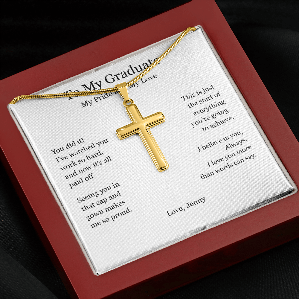 A Gift of Pride and Love – Personalized Cross Necklace for Boyfriend's Graduation