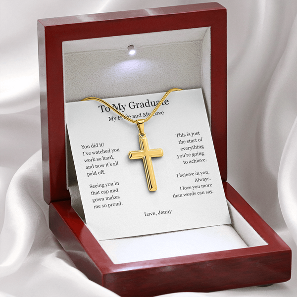A Gift of Pride and Love – Personalized Cross Necklace for Boyfriend's Graduation