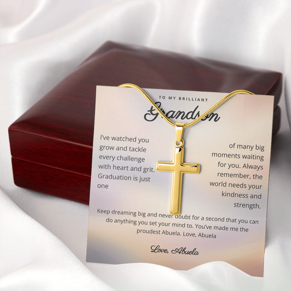 A Treasured Symbol of Faith and Pride – Personalized Cross Necklace for Grandson Graduation Gift