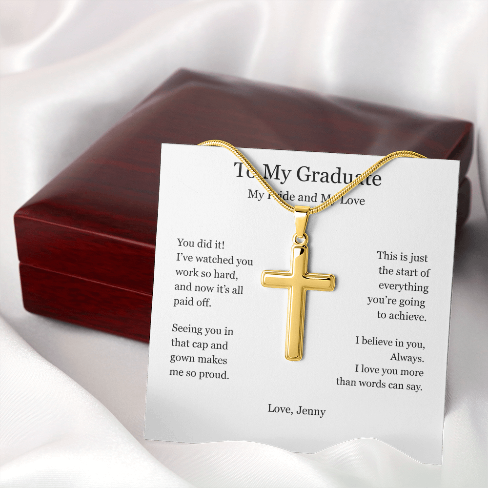 A Gift of Pride and Love – Personalized Cross Necklace for Boyfriend's Graduation