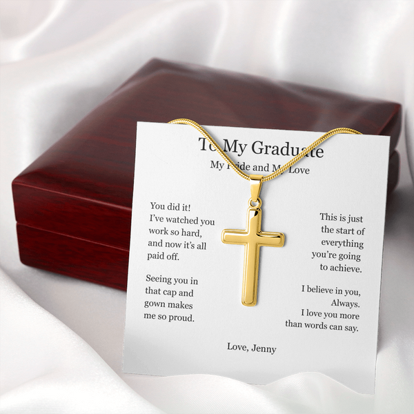 A Gift of Pride and Love – Personalized Cross Necklace for Boyfriend's Graduation