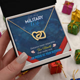 Brave Hearts United: The Military Wife's Eternal Love Necklace Jewelry/InterlockingHearts ShineOn Fulfillment 18K Yellow Gold Finish Standard Box 