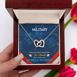 Brave Hearts United: The Military Wife's Eternal Love Necklace Jewelry/InterlockingHearts ShineOn Fulfillment Polished Stainless Steel & Rose Gold Finish Luxury Box 