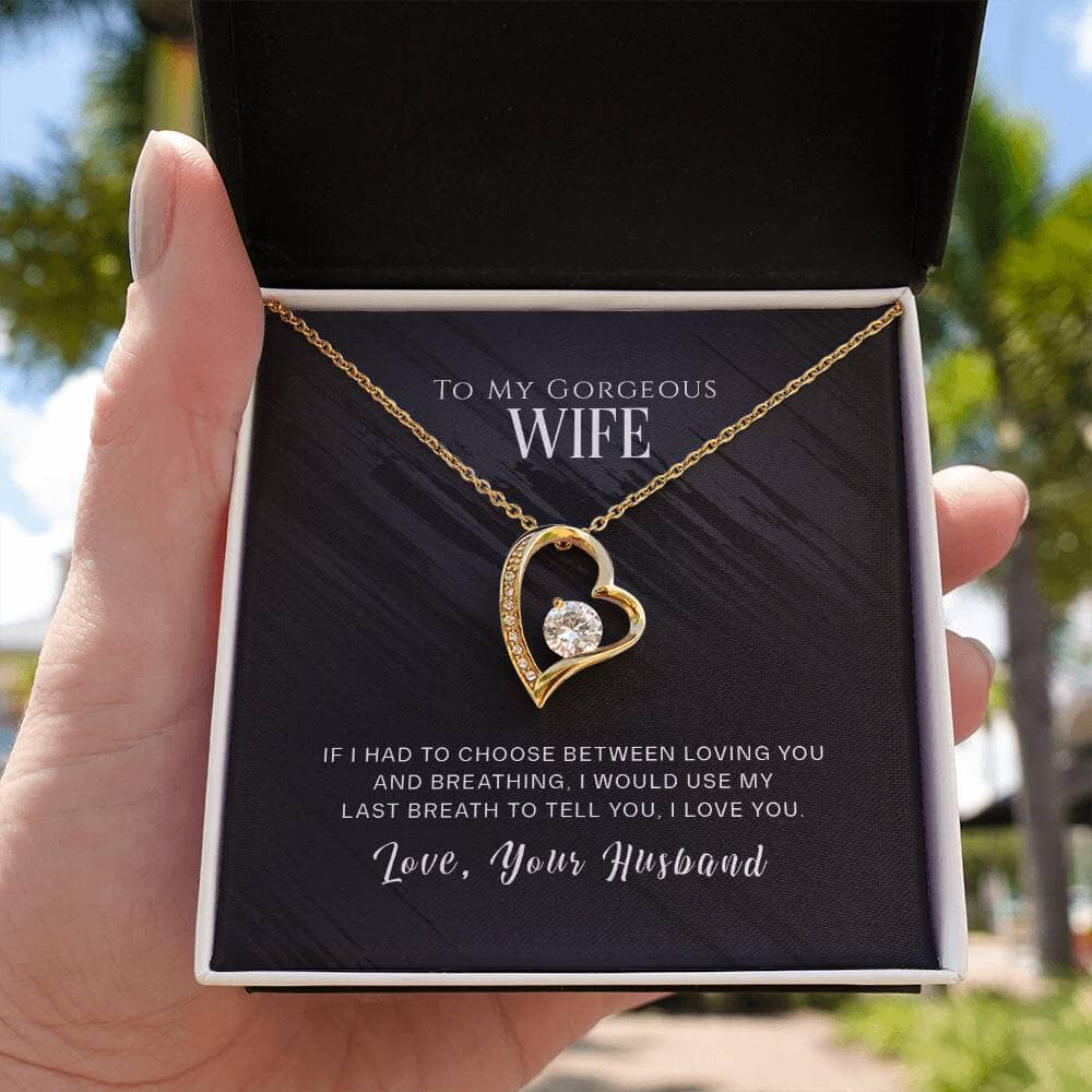 Breathless Love Necklace: A Timeless Tribute to Your Eternal Bond Jewelry/ForeverLove ShineOn Fulfillment 18k Yellow Gold Finish Standard Box 