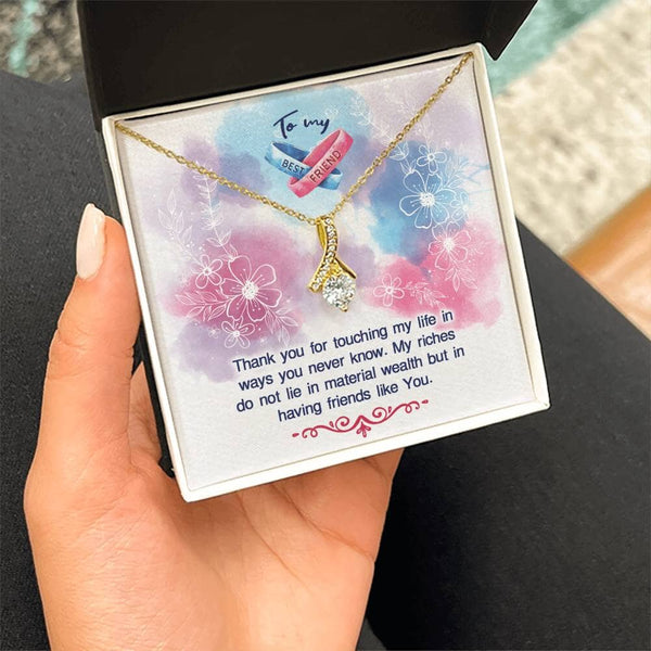 Cherished Bonds: The Alluring Beauty Friendship Necklace - A Timeless Symbol of Unspoken Connection Jewelry/AlluringBeauty ShineOn Fulfillment 18K Yellow Gold Finish Standard Box 