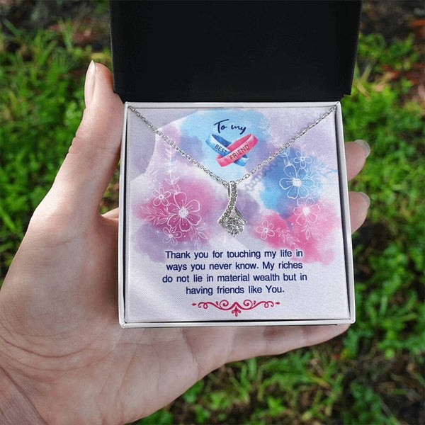 Cherished Bonds: The Alluring Beauty Friendship Necklace - A Timeless Symbol of Unspoken Connection Jewelry/AlluringBeauty ShineOn Fulfillment White Gold Finish Standard Box 