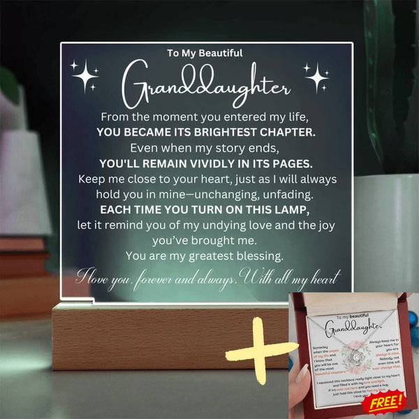 Cherished Moments: Granddaughter's LED Acrylic Love Plaque + LoveKnot Perfect Bundle Jewelry ShineOn Fulfillment 